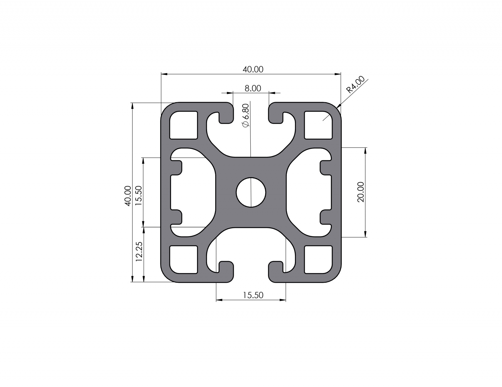 Aluminium profile 40x40 light groove 8 I-type 2N180